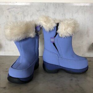 LANDS' END Little Girl Dual Hook & Loop Closure Faux Fur Lined Periwinkl…